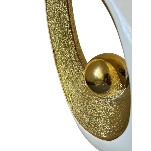 Modern Decorative Objects White Pearl and Gold Home Accent Art Ceramic 12.8" H - Picture 9 of 9